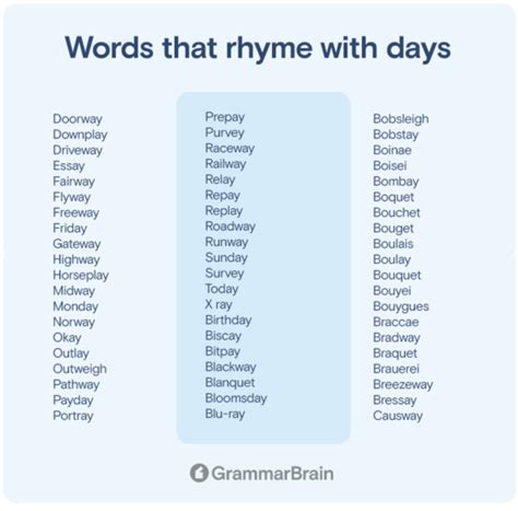 Words That Rhyme With Days (300+ Rhymes to Use) | GrammarBrain