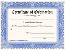 Free Printable Ordained Deacon Certificate of Ordination Templates