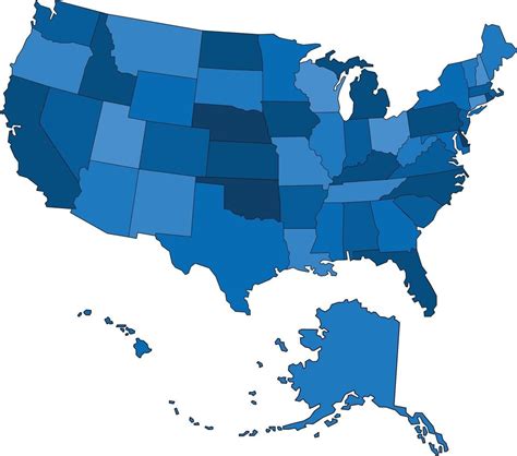 Vector United States Map With Blue