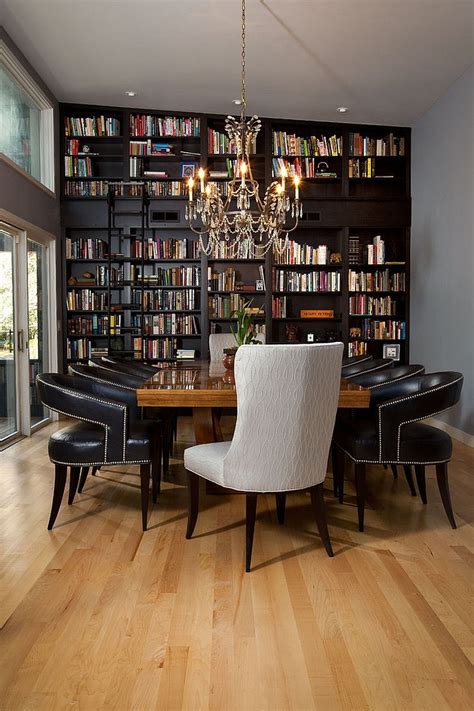 25 Dining Rooms and Library Combinations, Ideas, Inspirations