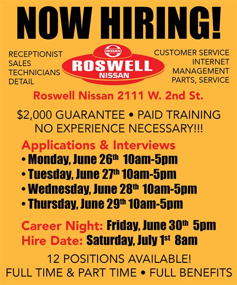 Roswell Nissan - 📣WE ARE HIRING📣 @ Roswell Nissan 12...