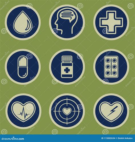 Medical Icons Set on a Green Background Stock Vector - Illustration of ...