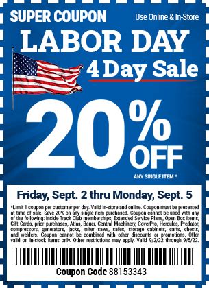 Labor Day Sale: 20% Off Thru 9/5 – Harbor Freight Coupons