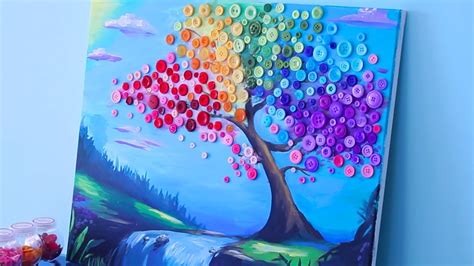 Painting with Rainbow BUTTONS - YouTube