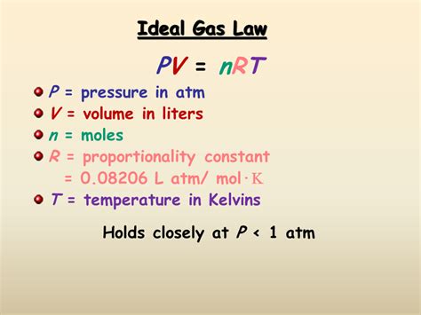 The Ideal Gas Law - Presentation Chemistry