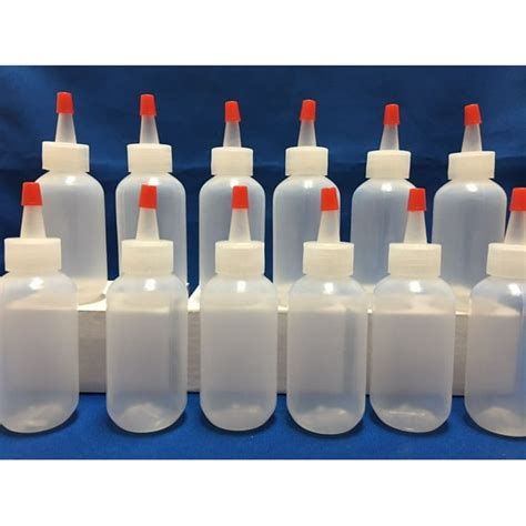 12 pack of 2oz (60mL) Plastic Boston Round Squeeze Bottles with Yorker ...