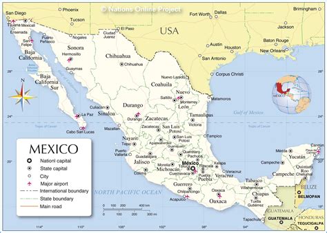 Nations Online Project - Administrative Map of Mexico showing Mexican ...