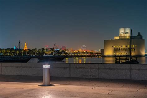 Night View of the Museum of Islamic Art in Doha, Qatar Stock Photo ...