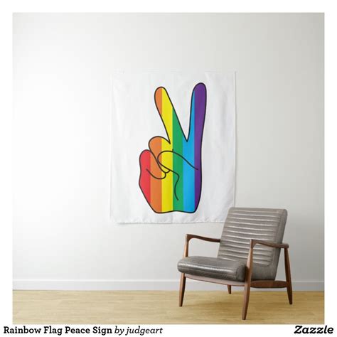 Rainbow Flag Peace Sign Tapestry walltapestries | textileart ...