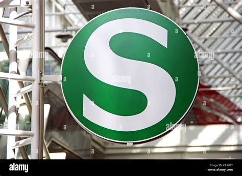 Sign, S-Bahn, suburban railway, Munich Airport, Bavaria, Germany ...