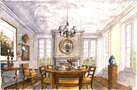 Park Ave Dining Room. 8x10 Watercolor by Jason Grimes for Ariel-The Art ...