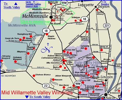 Map to the wineries of Oregon's Mid Willamette Valley - McMinnville AVA ...