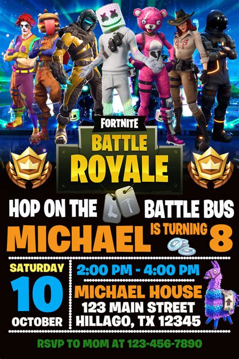 Fortnite Party Invitations Template