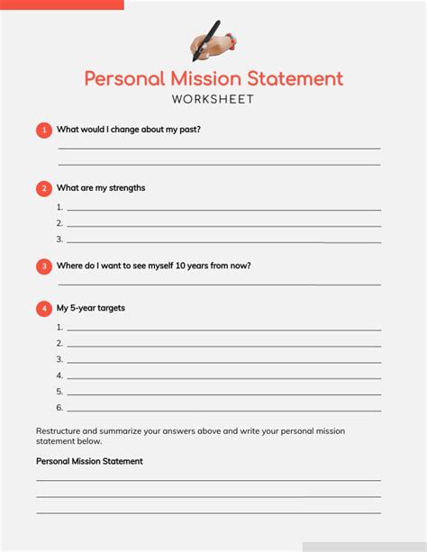 Personal Mission Statement Worksheet Template | Visme