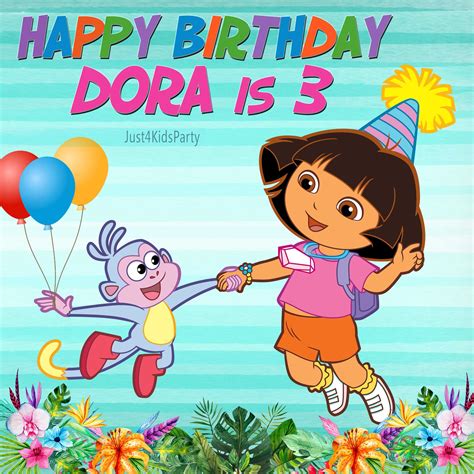 Dora The Explorer Digital Birthday Backdrop. Personalized | Etsy