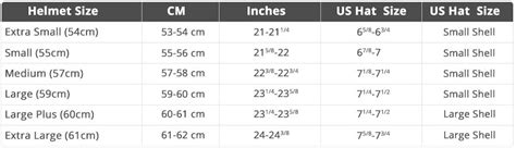 Stilo - Helmet Size Chart