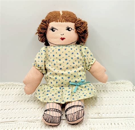 Vintage Handmade Rag Doll Embroidery Face Cloth Doll Flirty - Etsy