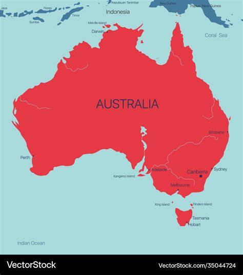 Australia continent map Royalty Free Vector Image