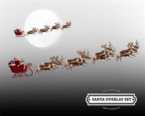 Santa Flying Reindeer Overlay 2 Pack .PNG cut Out Christmas - Etsy Canada