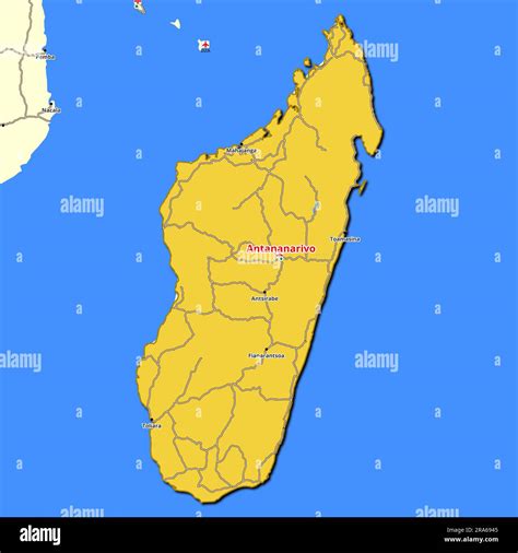 Map of Madagascar with main roads and highways Stock Photo - Alamy