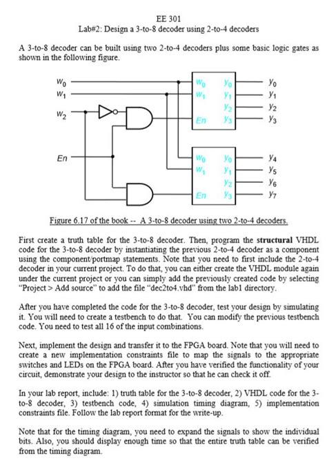 Solved EE 301 Lab#2: Design a 3-to-8 decoder using 2-to-4 | Chegg.com