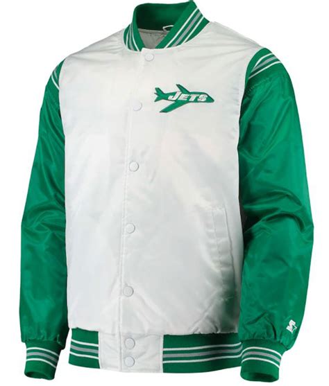 Varsity Starter White and Green New York Jets Jacket - Jackets Expert