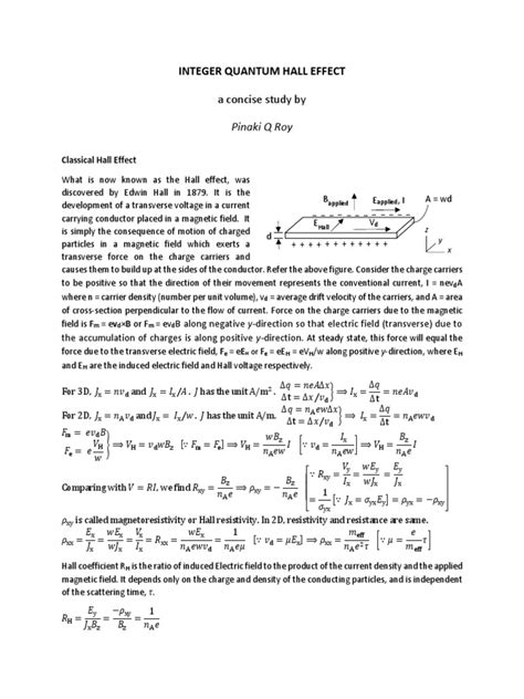 Quantum Hall Effect (QHE) | PDF | Electrical Resistivity And ...