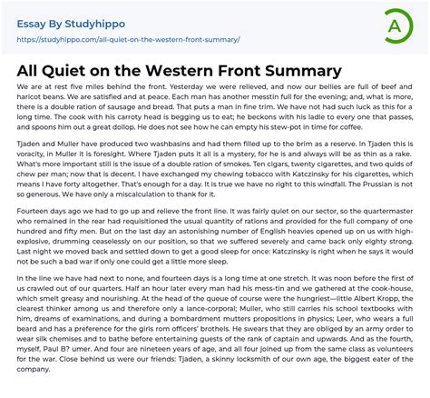 All Quiet on the Western Front Summary | StudyHippo.com