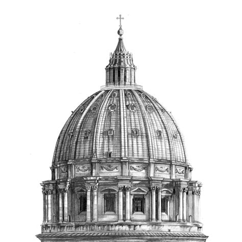 St Peter's Dome Rome architectural art print Basilica Architecture ...