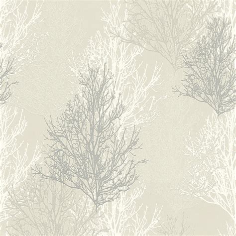 AS Creations - White Silver - Glitter Trees - Wallpaper - 348192