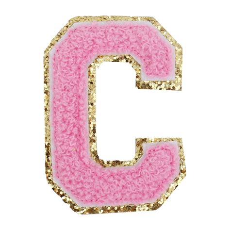 26 Letter Set Chenille Iron On Glitter Varsity Letter Patches - Pink ...