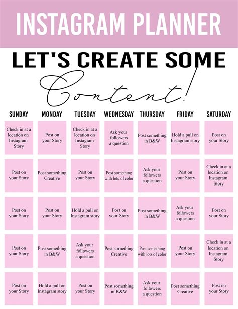 a pink and white instagramm planner with the words, let's create some