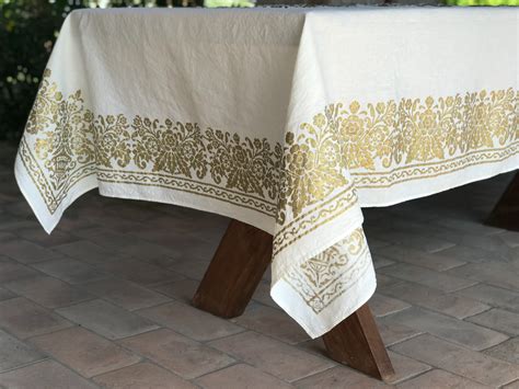 Hand-Printed Linen Tablecloth - Granducale - AllORA