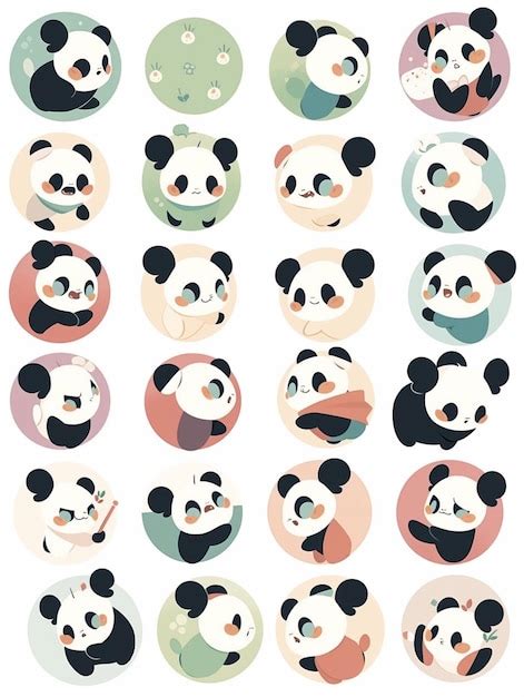 Premium Photo | A close up of a bunch of pandas with different faces ...