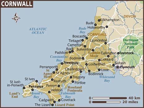 Map of Cornwall | Cornwall map, Cornwall england, Cornwall