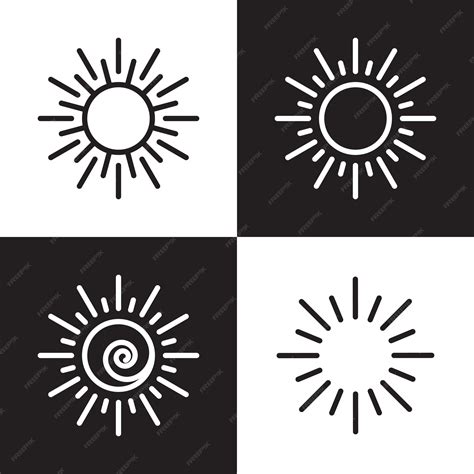 Premium Vector | Sun logo design outline set