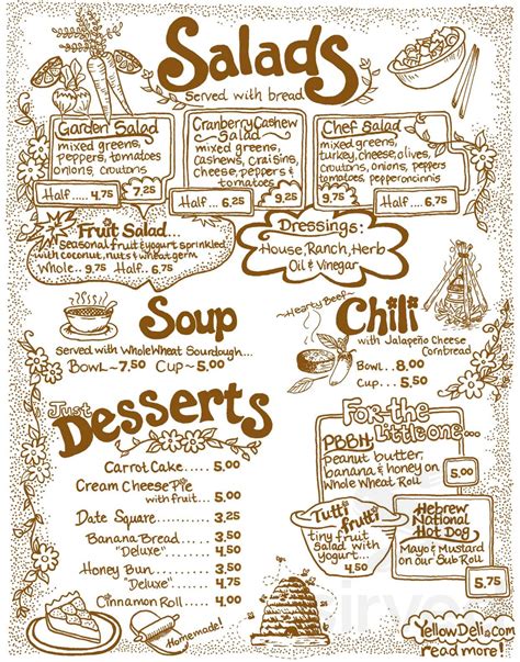 The Yellow Deli menus in Winnipeg, Manitoba, Canada