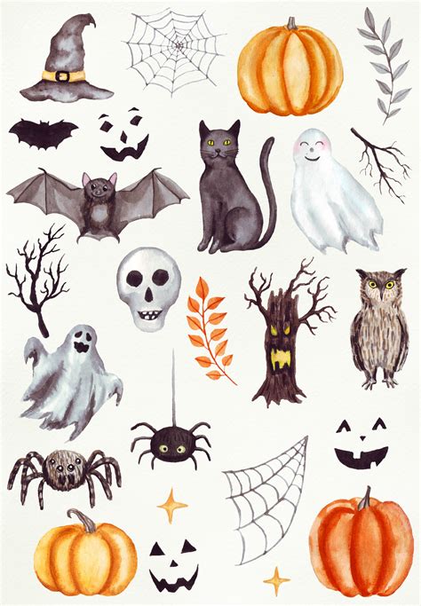 Watercolor Clipart Halloween Clipart Fall Clip Art Bats Watercolor ...