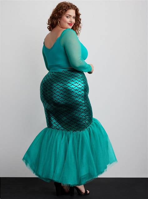 Plus Size - Halloween Costume Mesh Two Piece Mermaid Dress - Torrid