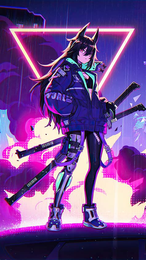 1080x1920 Katana Anime Girl Neon 4k Iphone 7,6s,6 Plus, Pixel xl ,One ...