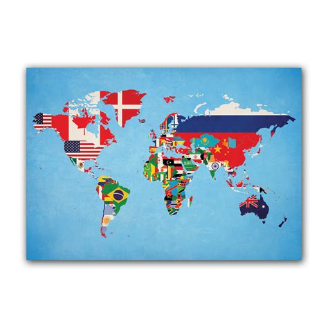 World Map of Flags Country Map Poster Educational Art - Etsy UK