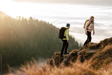 "Two Female Hiker Hiking Up A Mountain In Alpine Scenery" by Stocksy ...