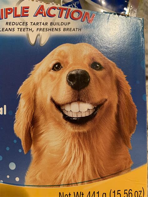 This box of teeth cleaning dog treats : r/oddlyterrifying