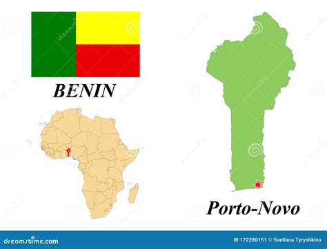 Flag map capital of Benin stock vector. Illustration of geography ...