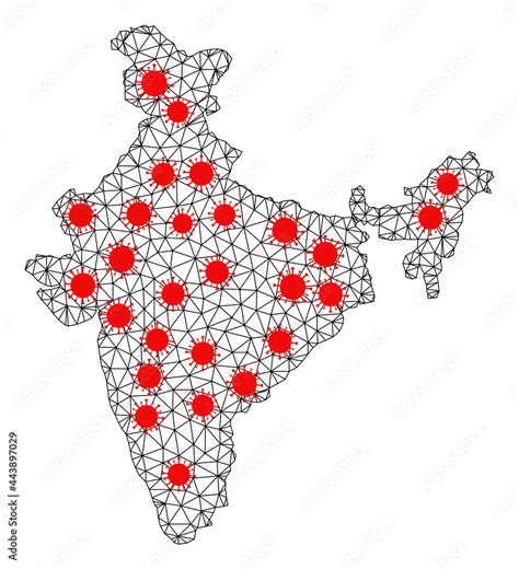 Network polygonal map of India under infection. Vector model is created ...