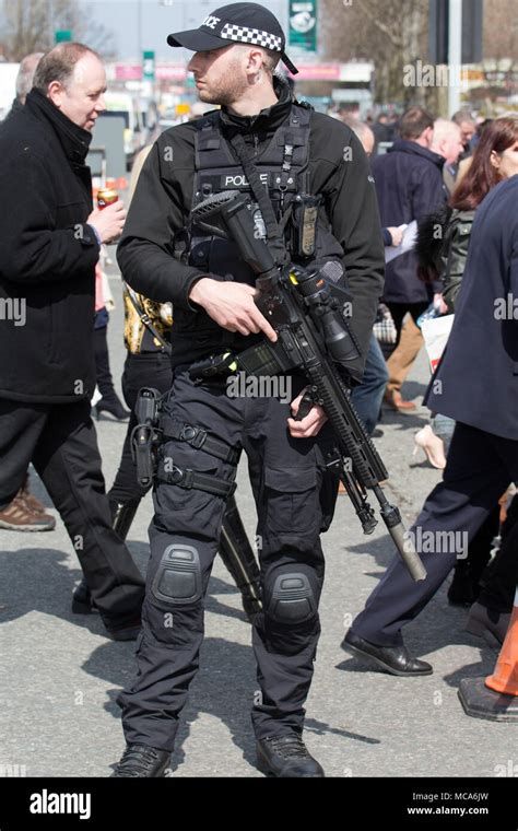 Heavily armed police at The Randox Health Grand National, Aintree ...