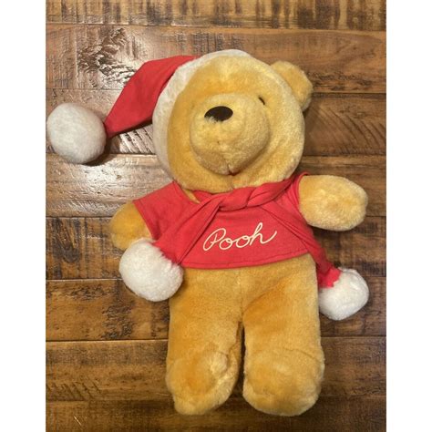 Vtg Winnie the Pooh Bear Plush Santa Hat Scarf 13 Made in Sri Lanka ...