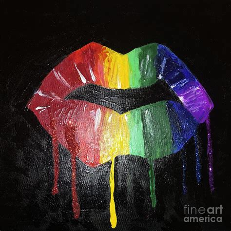 Drippy rainbow lips Painting by Kamini - Pixels