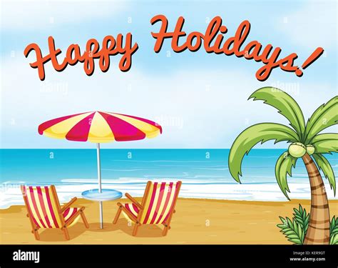 Happy holidays beach scene with text Stock Vector Image & Art - Alamy