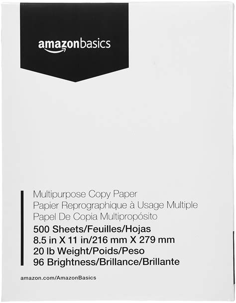 Buy Amazon Basics Multipurpose Copy Printer Paper - 96 Bright White, 8. ...